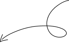 swirly arrow pointing down