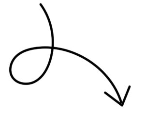 handrawn scrawling arrow pointing downward