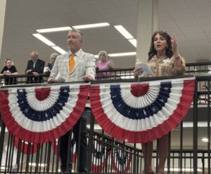 Jennifer Pearson and Ryan Stallings speaking at the Living Library event.